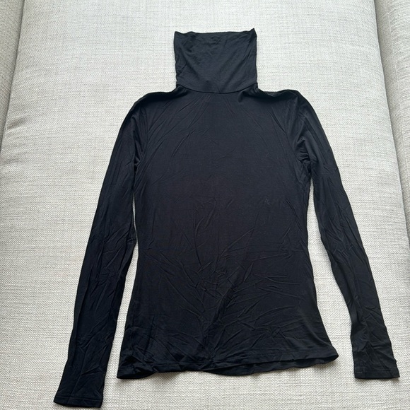 H&M, S, silky viscose, black, turtleneck shirt - Picture 1 of 3